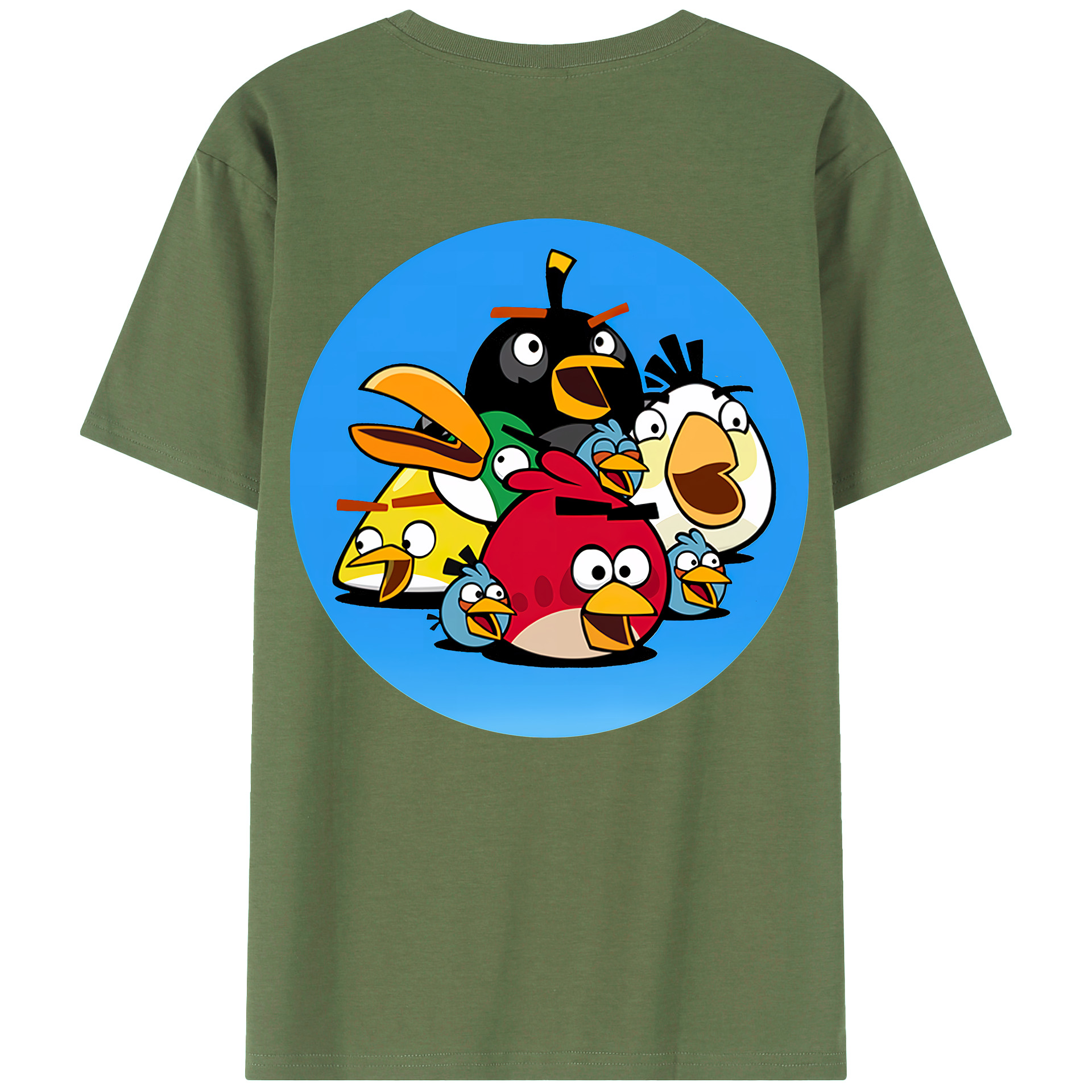 （画像用） Angry Birds アングリーバード 綿100％ メンズ半袖Tシャツ（バックプリント） 通気性